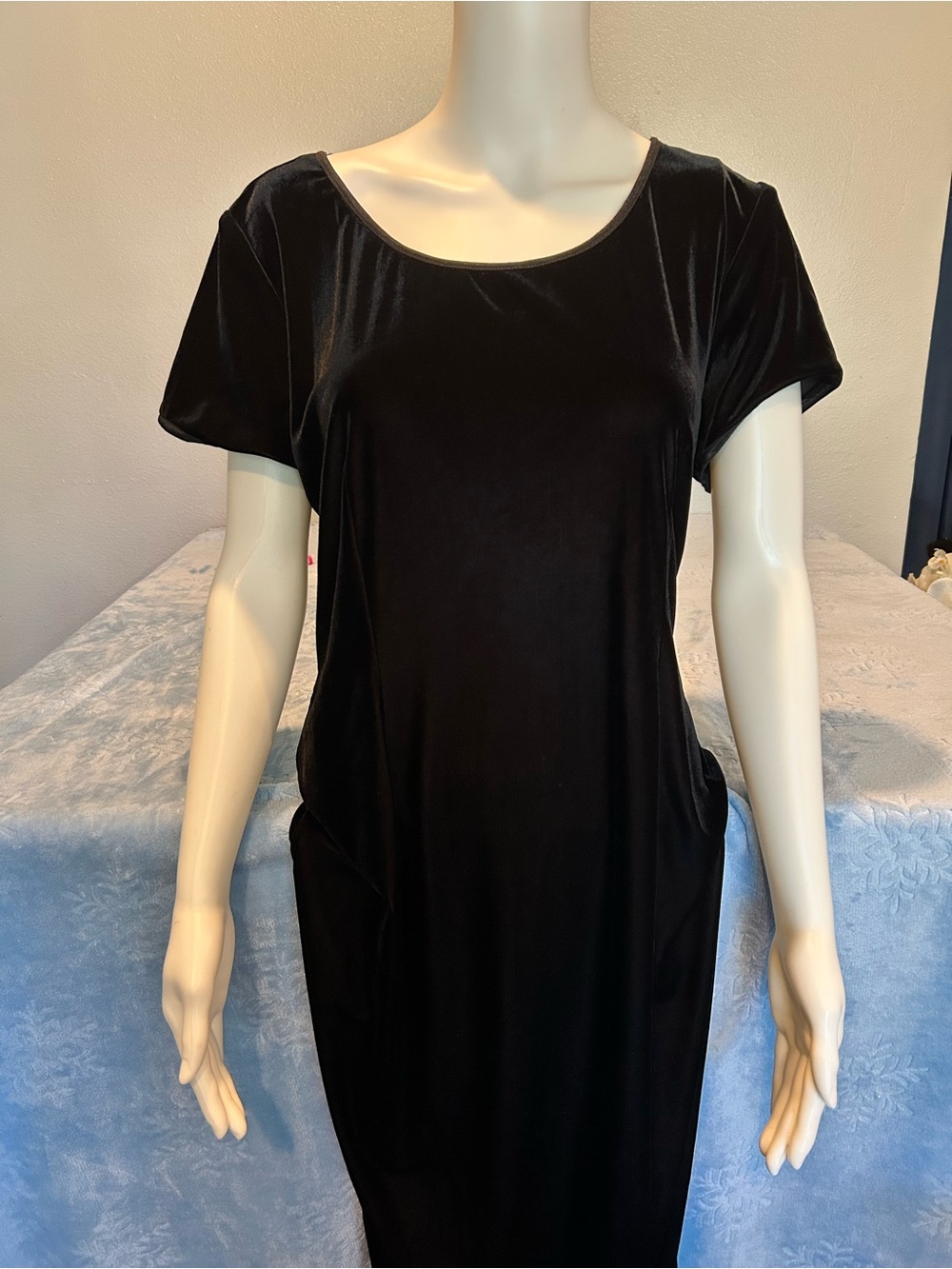 Vintage Molly Malloy 90s Black Velvet Maxi Gown Dress Size 14
